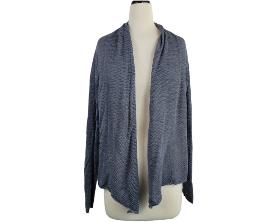 J. Jill Pure Jill Linen Blend Open Cardigan Gray Size Large